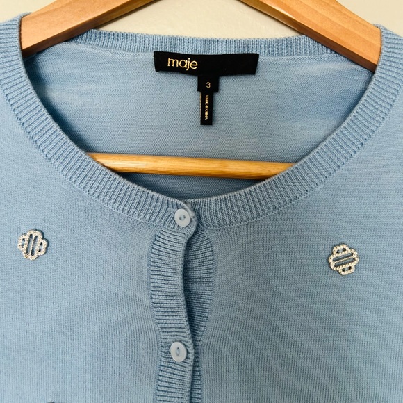 Maje Myperla Embellished Cardigan - Size 3 - Picture 6 of 7